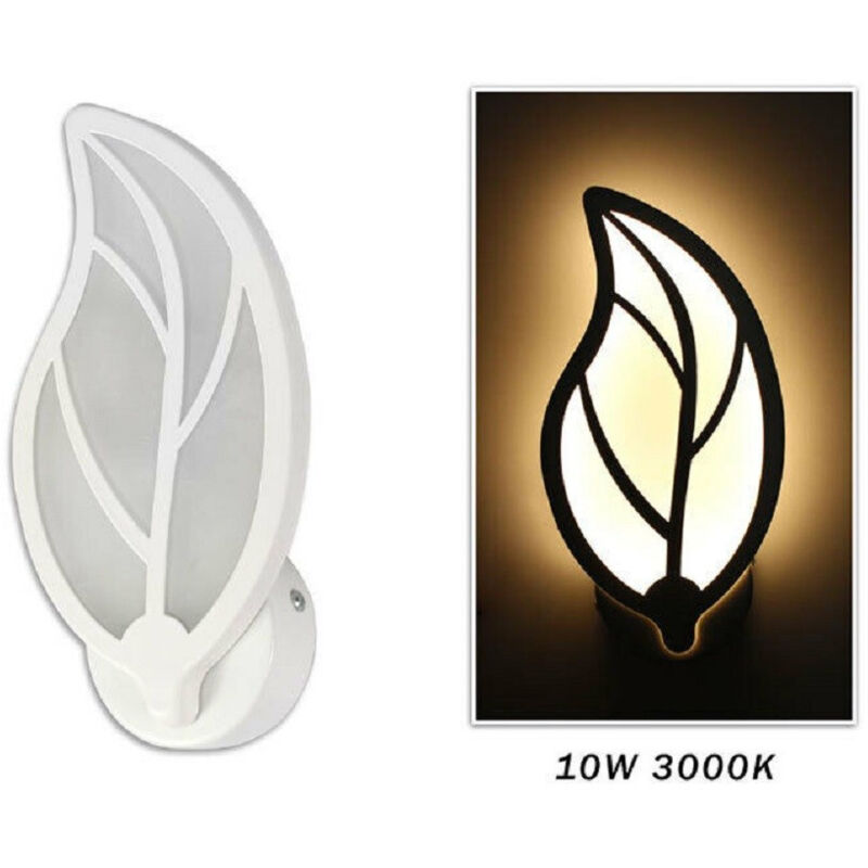 foto del prodotto trade shop traesio applique foglia a parete 7 watt lampada abat jour luce fredda calda naturale e32 bianco caldo 
