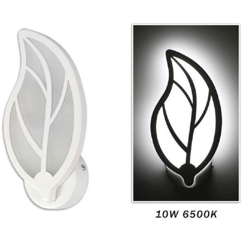 foto del prodotto trade shop traesio - applique foglia a parete 7 watt lampada abat jour luce fredda calda naturale e32 - -bianco freddo -