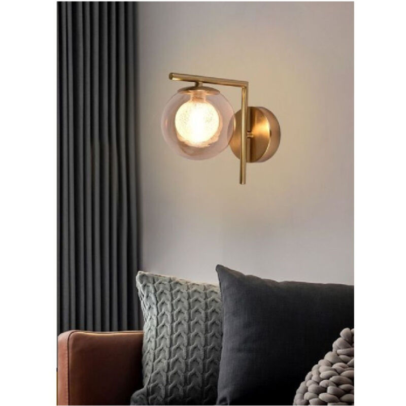 foto del prodotto trade shop traesio applique g9 lampada da parete design retr in metallo vetro rotondo bronzo e79 