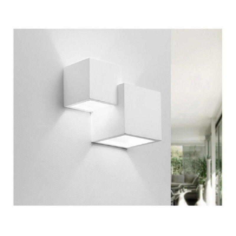 foto del prodotto trade shop traesio applique in gesso moderno 2 cubi a doppia emissione luce contemporanea g9 gs e74 
