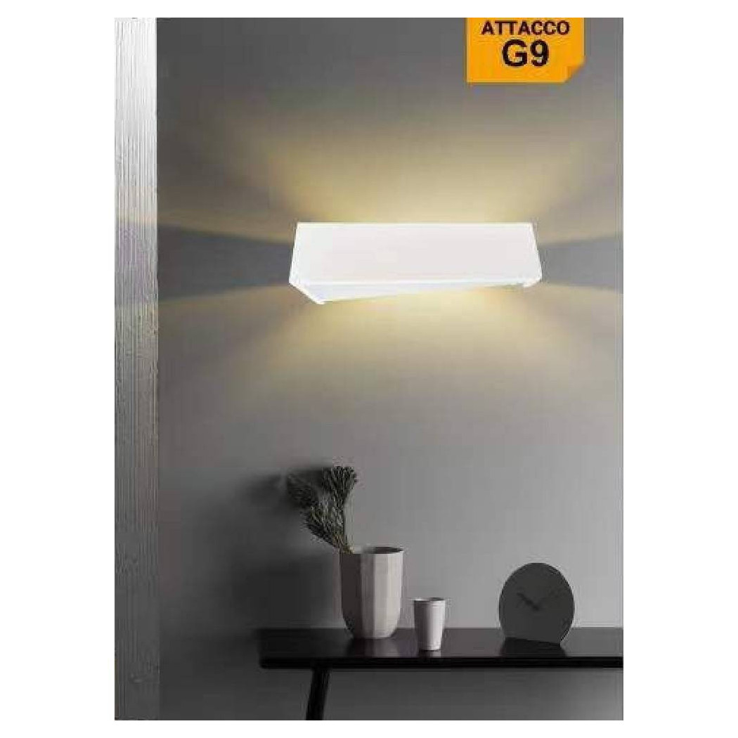 foto del prodotto trade shop traesio applique in gesso moderno design rettangolo tinteggiabile biemissione g9 gs e76 