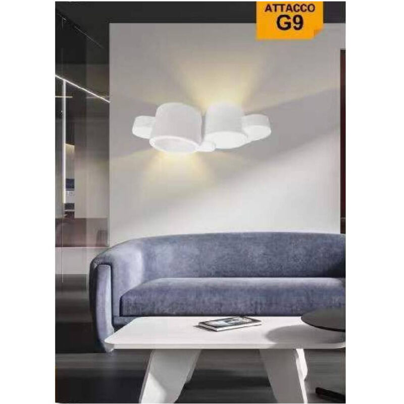 foto del prodotto trade shop traesio applique in gesso parete bianco moderna luce up down g9 cilindri sfalsati gs e77 