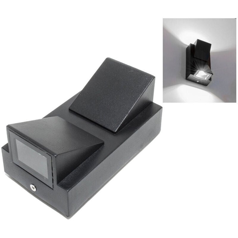 foto del prodotto trade shop traesio - applique lampada faretto per uso esterno a led luce 6500k 10w nero luce a 2 vie -