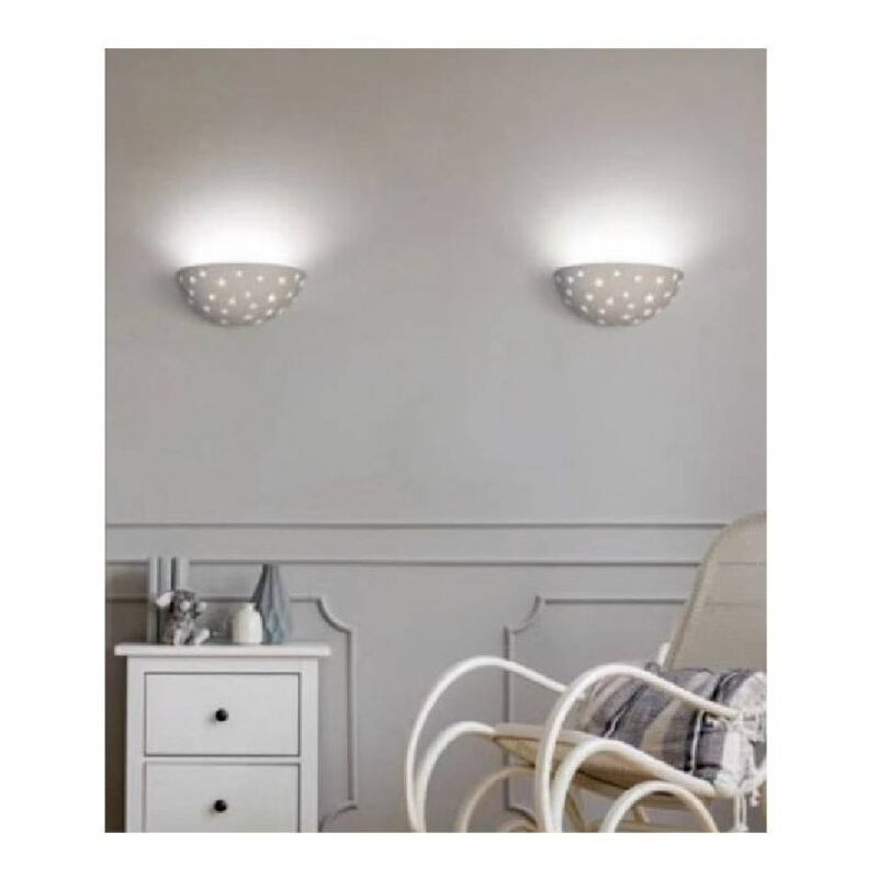 foto del prodotto trade shop traesio applique lampada parete gesso a forma di mezzaluna con stelle intagliate gs e61 