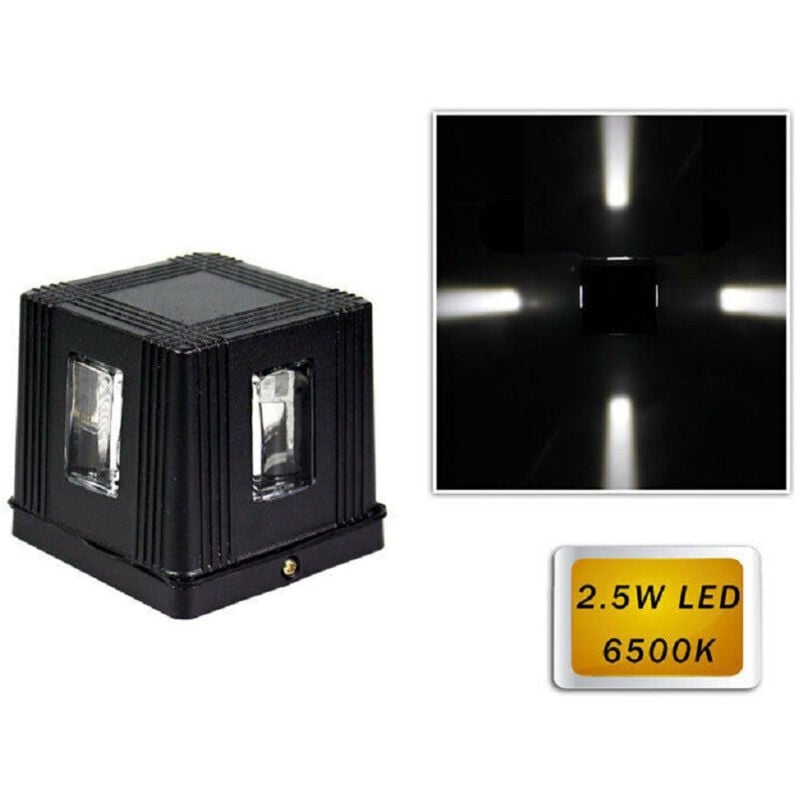 foto del prodotto trade shop traesio - applique led 2,5 w esterno lampada cubo a parete luce moderna giardino nero es32 - -bianco freddo -