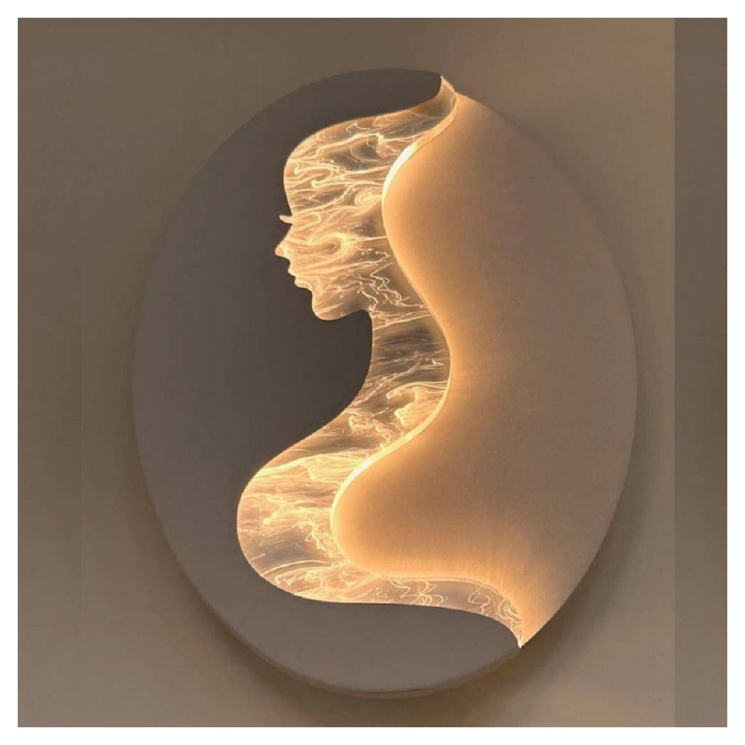 foto del prodotto trade shop traesio applique led 7w a muro con raffigurazione volto donna 3 colorazione luce aq12 3c 