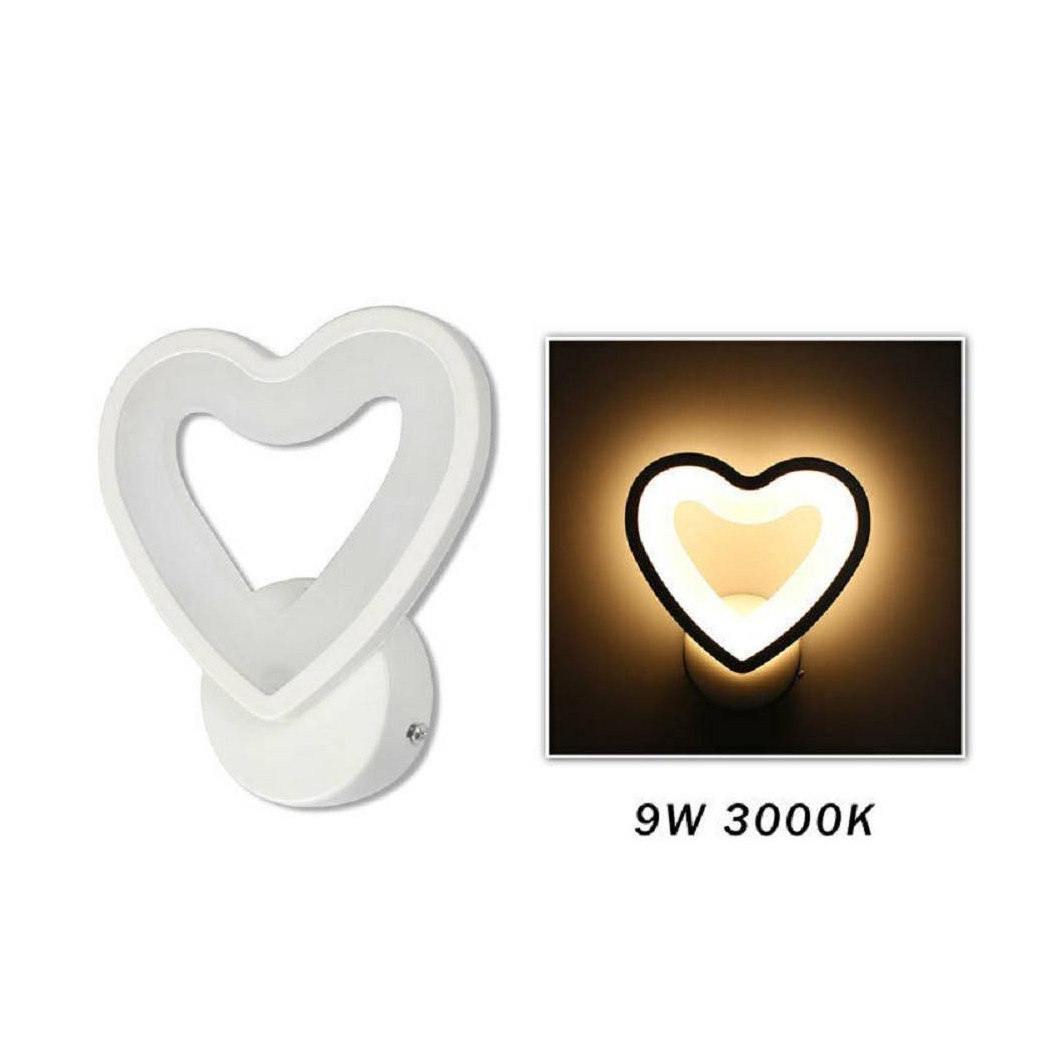 foto del prodotto trade shop traesio applique led a cuore 6w lampada a parete lumetto luce fredda calda naturale e28 bianco caldo 