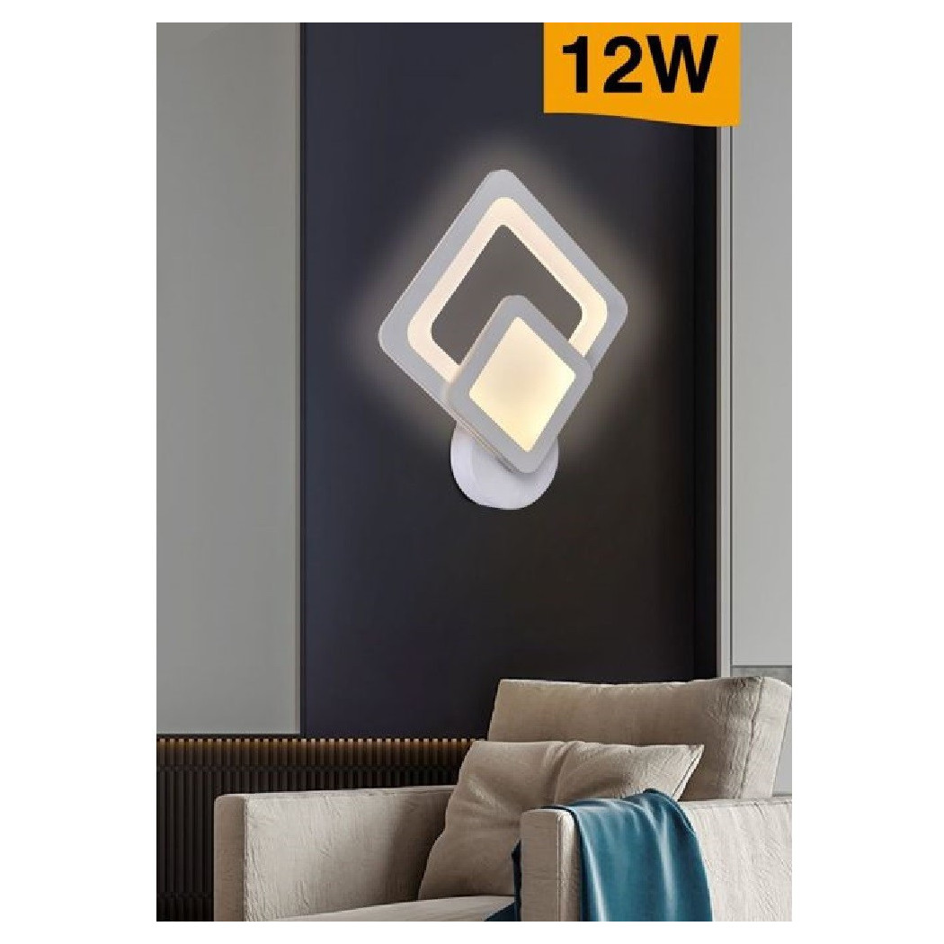 foto del prodotto trade shop traesio applique led a rombo 12 w parete lumetto abat jour luce 6500k 3000k 4000k e82 b bianco caldo 