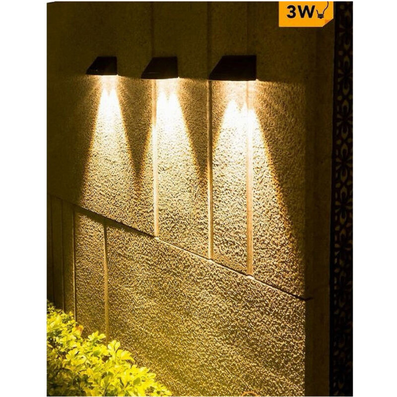 foto del prodotto trade shop traesio applique led con pannello solare a parete 3 w ip65 luce 3000k 6500k nero yh0615 bianco caldo 