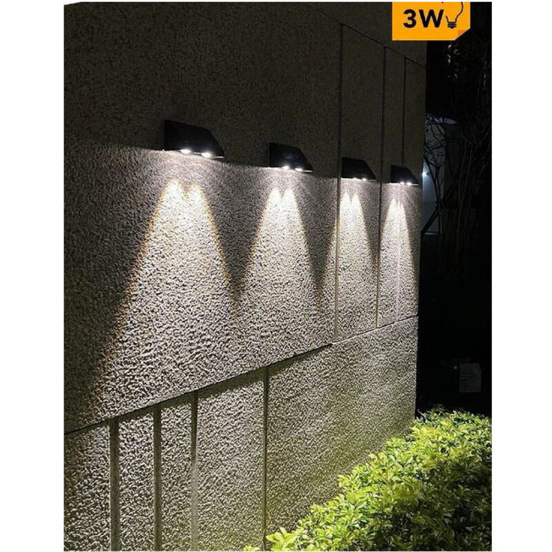 foto del prodotto trade shop traesio applique led con pannello solare a parete 3 w ip65 luce 3000k 6500k nero yh0615 bianco freddo 