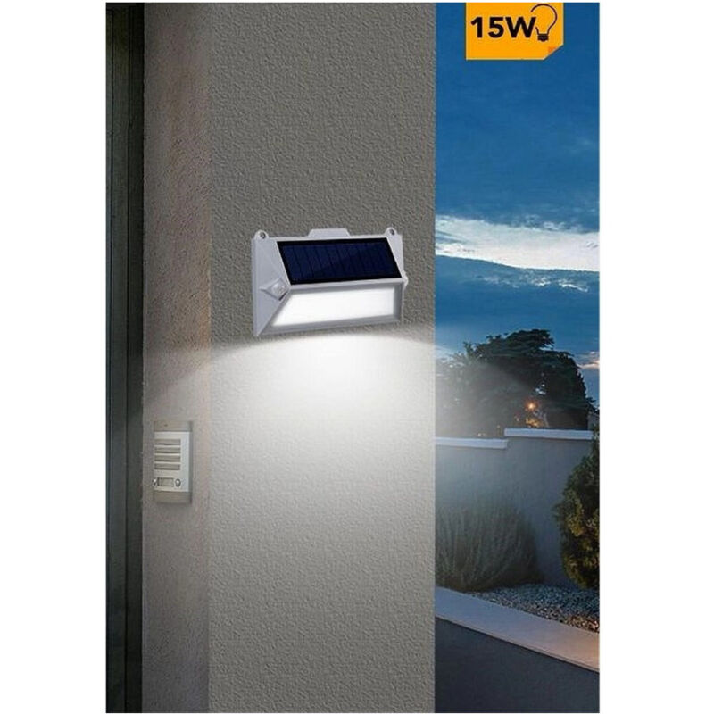foto del prodotto trade shop traesio applique led con pannello solare doppio sensore movimento crepuscolare yh0408 pir bianco freddo 