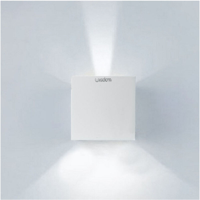 foto del prodotto trade shop traesio applique led cubo lampada da parete 10w 1300lm luce regolabile updown ip65 bianco freddo 
