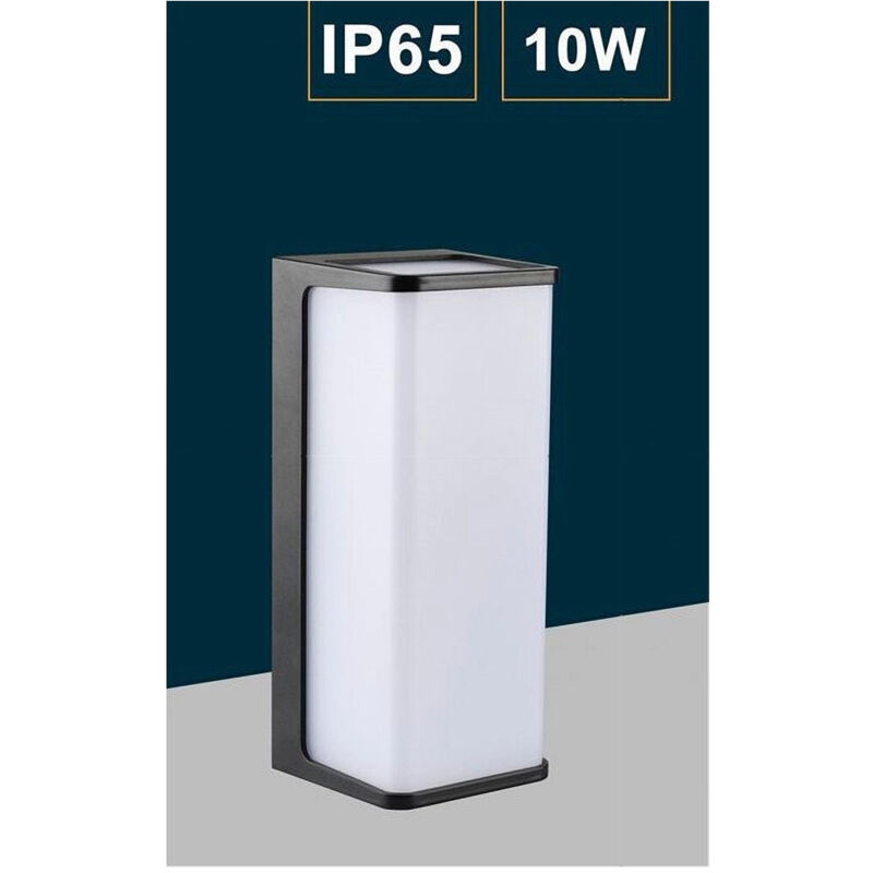 foto del prodotto trade shop traesio applique led da esterno giardino moderno lampada da muro nera 10 watt ip65 643 n bianco naturale 