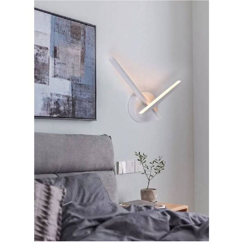 foto del prodotto trade shop traesio applique led parete 6 w 2 bracci incrociati moderno luce 3000k 4000k 6500k e67 b bianco caldo 