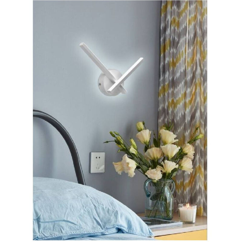 foto del prodotto trade shop traesio - applique led parete 6 w 2 bracci incrociati moderno luce 3000k 4000k 6500k e67-b - -bianco freddo -