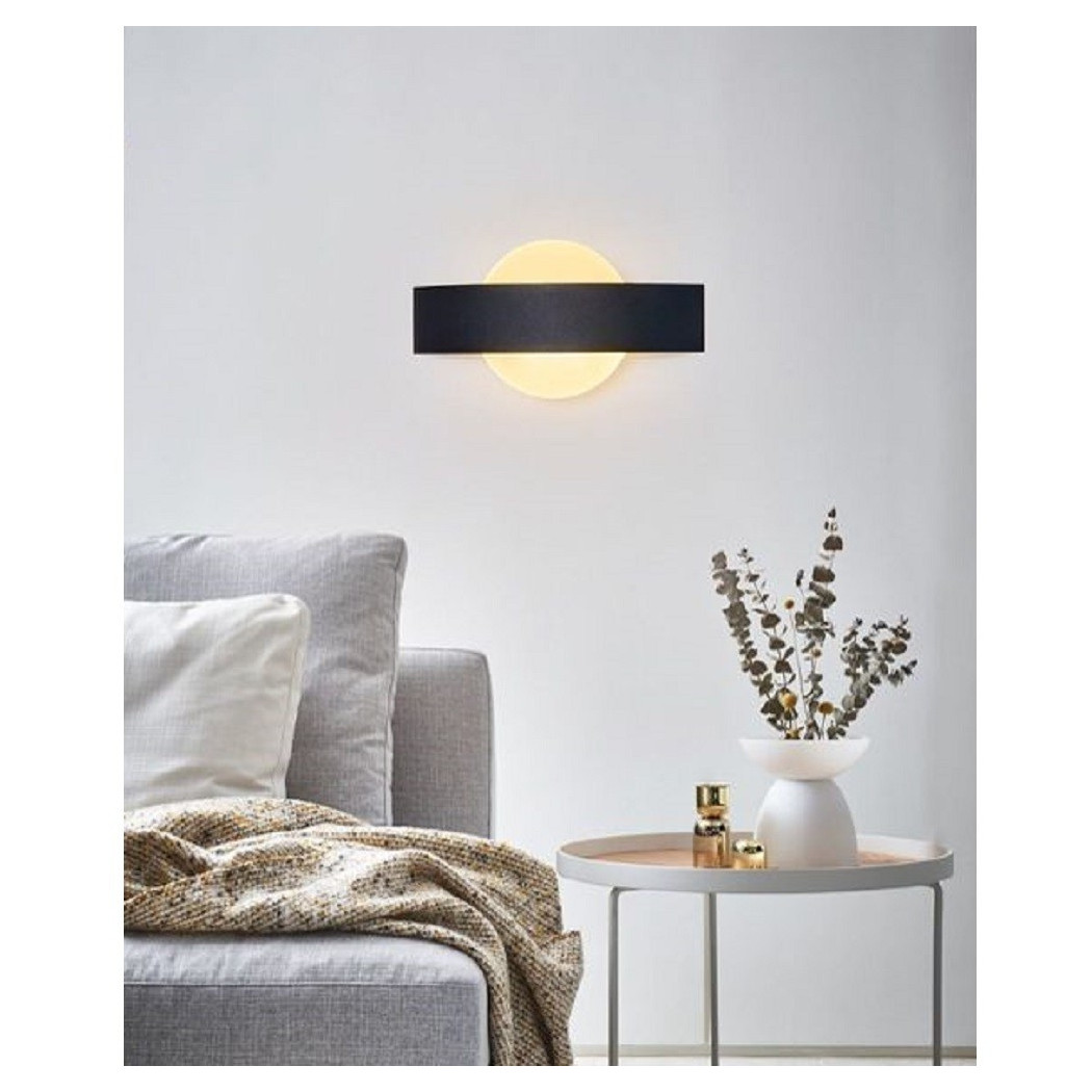 foto del prodotto trade shop traesio applique led parete moderna nera 8 w doppia emissione luce 6500k 3000k 4000k e17 bianco caldo 