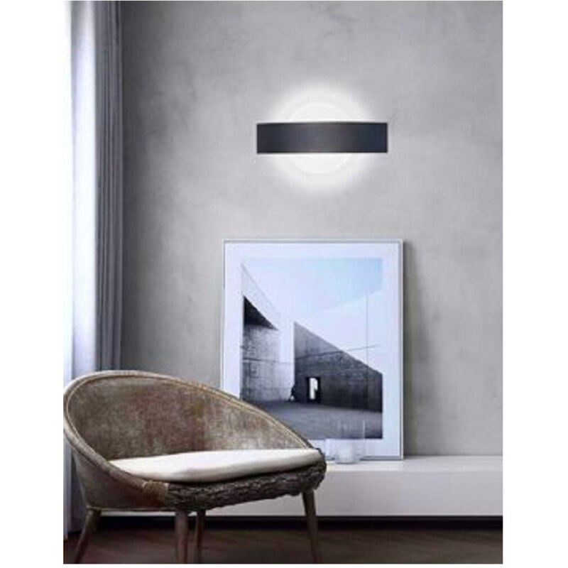 foto del prodotto trade shop traesio applique led parete moderna nera 8 w doppia emissione luce 6500k 3000k 4000k e17 bianco freddo 