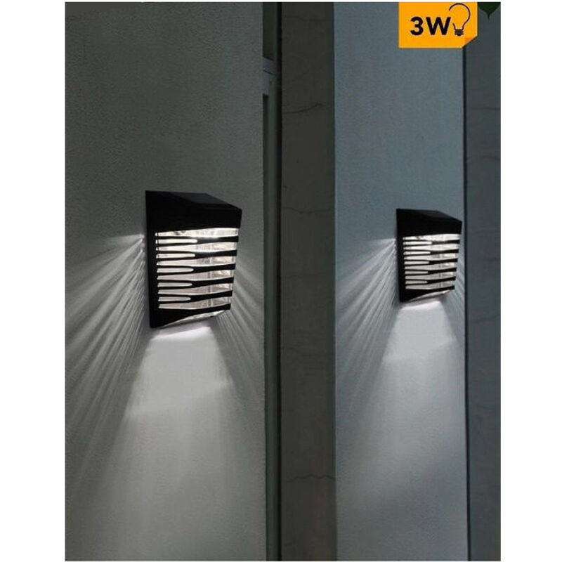 foto del prodotto trade shop traesio applique led ricaricabile 3watt con pannello solare ip65 luce 3000k 6500k yh0614 bianco freddo 