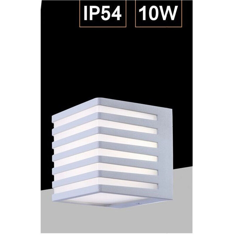 foto del prodotto trade shop traesio applique muro esterno led 10w lampada decorativa strisce cubo bianco ip54 b110 b bianco naturale 