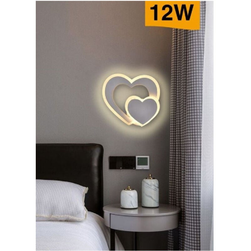 foto del prodotto trade shop traesio applique muro led interno moderno doppio cuore 12 w luce 3000k 4000k 6500k e83 b bianco caldo 