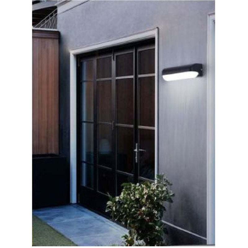 foto del prodotto trade shop traesio - applique nero da esterno 12 watt luce calda fredda naturale es63 - -bianco freddo -