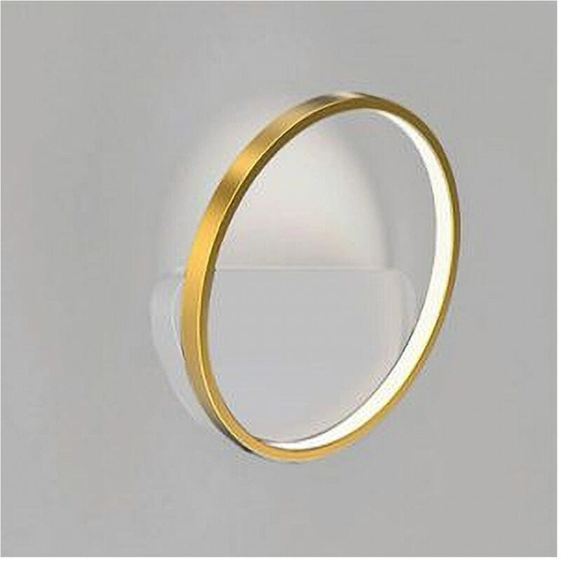 foto del prodotto trade shop traesio - applique parete led 14w cerchio oro lampada tonda design moderno luce 6500k 71262 -