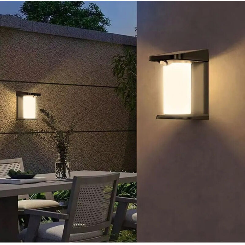 foto del prodotto trade shop traesio applique parete led luce 3000k 6500k pannello solare sensore movimento yh0619 pir bianco caldo 