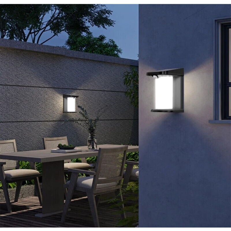 foto del prodotto trade shop traesio applique parete led luce 3000k 6500k pannello solare sensore movimento yh0619 pir bianco freddo 
