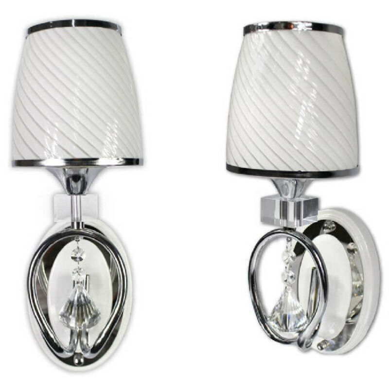 foto del prodotto trade shop traesio applique parete lumetto muro attacco e27 oro argento abat jour lume in vetro e18 argento