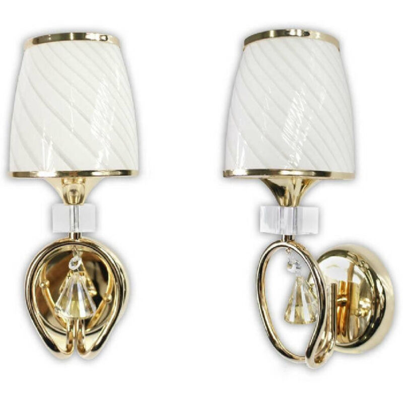 foto del prodotto trade shop traesio applique parete lumetto muro attacco e27 oro argento abat jour lume in vetro e18 oro
