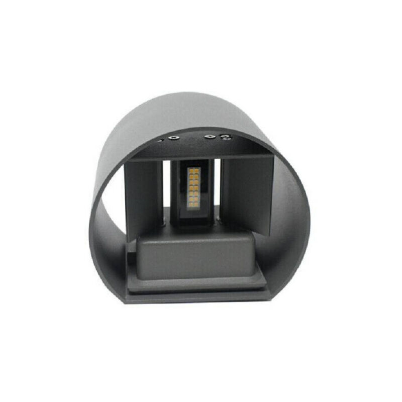 foto del prodotto trade shop traesio applique parete muro grigio 28 led 12 watt ip55 luce fredda calda up down es44 bianco caldo 