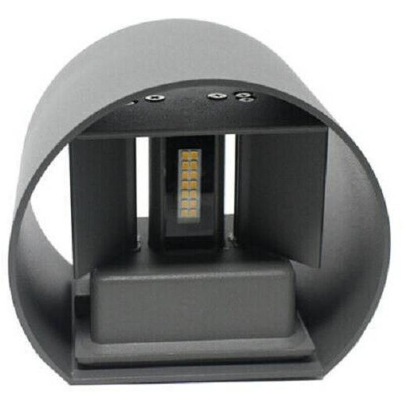 foto del prodotto trade shop traesio applique parete muro grigio 28 led 12 watt ip55 luce fredda calda up down es44 bianco freddo 