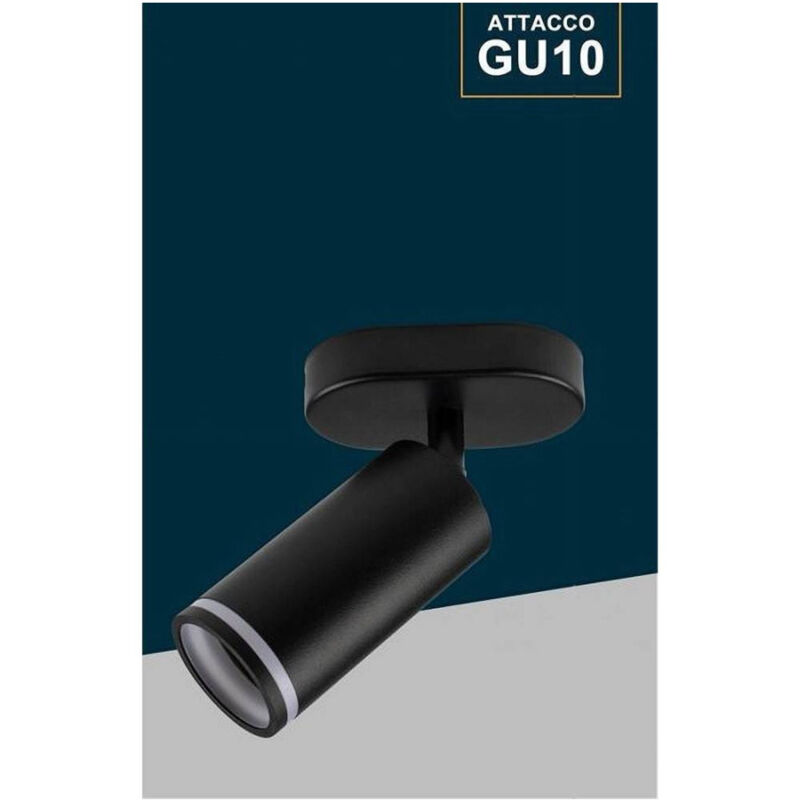 foto del prodotto trade shop traesio applique plafoniera orientabile da soffitto parete 1 diffusore lampada gu10 ts 1 nero