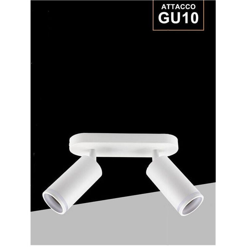 foto del prodotto trade shop traesio - applique plafoniera orientabile da soffitto parete 2 diffusori lampada gu10 ts-2 - bianco