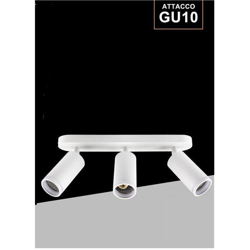 foto del prodotto trade shop traesio applique plafoniera orientabile da soffitto parete 3 diffusori lampada gu10 ts 3 bianco