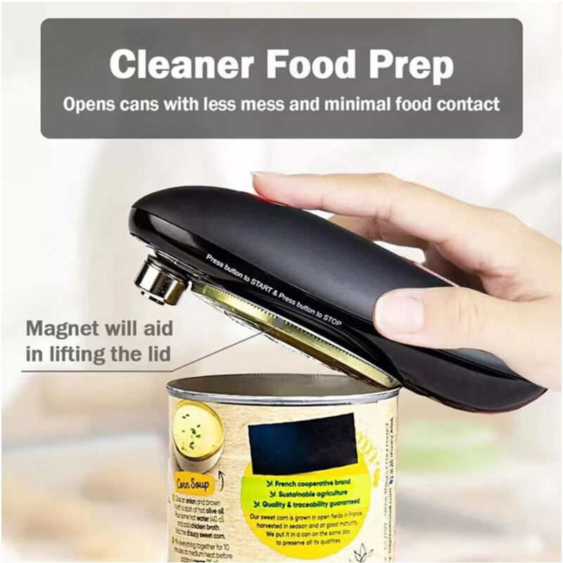 foto del prodotto trade shop traesio apriscatole elettrico automatico per uso domestico sicuro e a batteria in cucina 