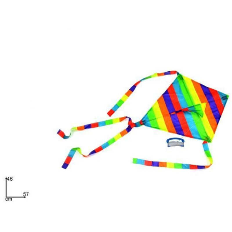 foto del prodotto trade shop traesio aquilone in nylon multicolore righe gioco divertimento bambini estate 57 x 46 cm 
