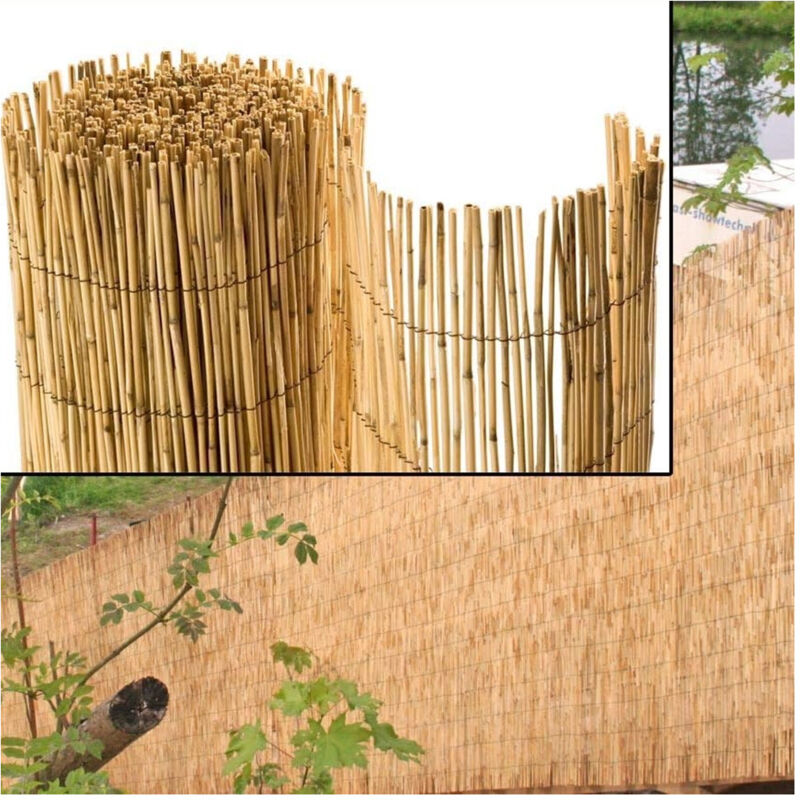 foto del prodotto trade shop traesio arella palizzata listelli canne bamb legno esterni recinzione giardino 1.5x5mt 134705 