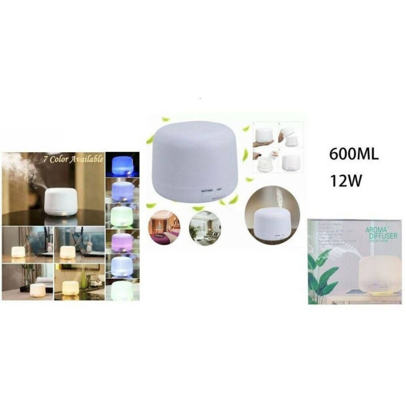 foto del prodotto trade shop traesio aromaterapia 7 led umidificatore ad ultrasuoni depuratore 600ml diffusore 