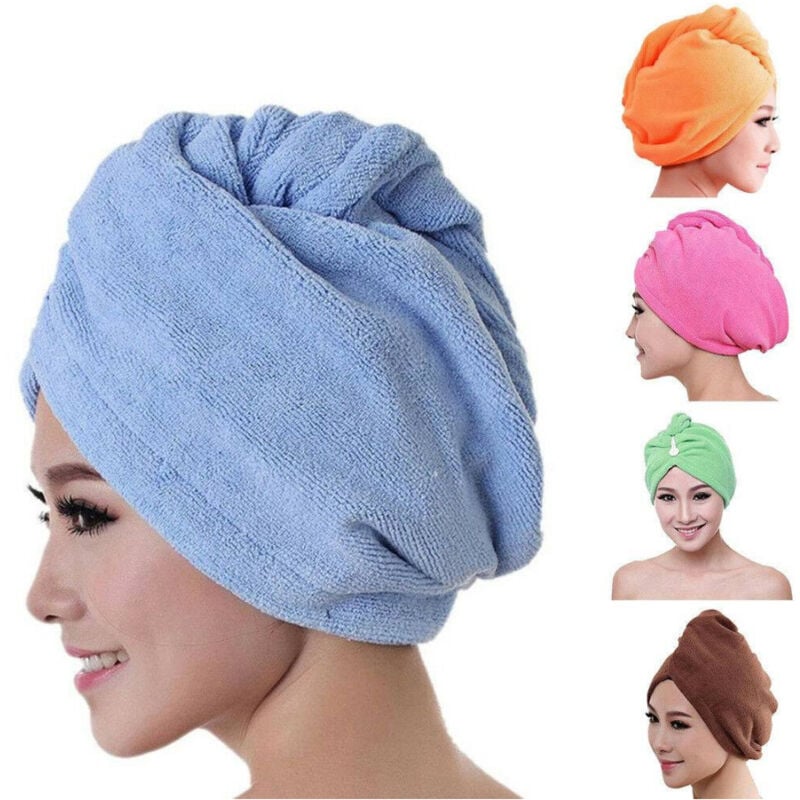 foto del prodotto trade shop traesio asciugamano capelli turbante microfibra shampoo bagno doccia super assorbenti 