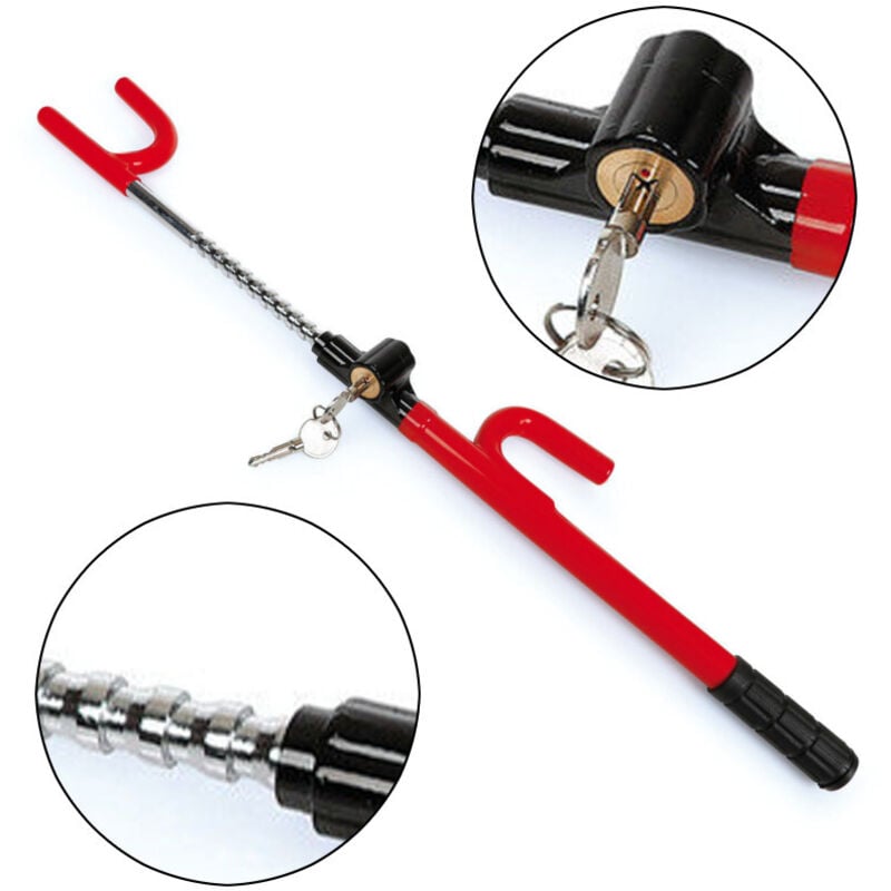foto del prodotto trade shop traesio - asta blocca sterzo per volante auto antifurto sicurezza macchina anti theft 60cm -