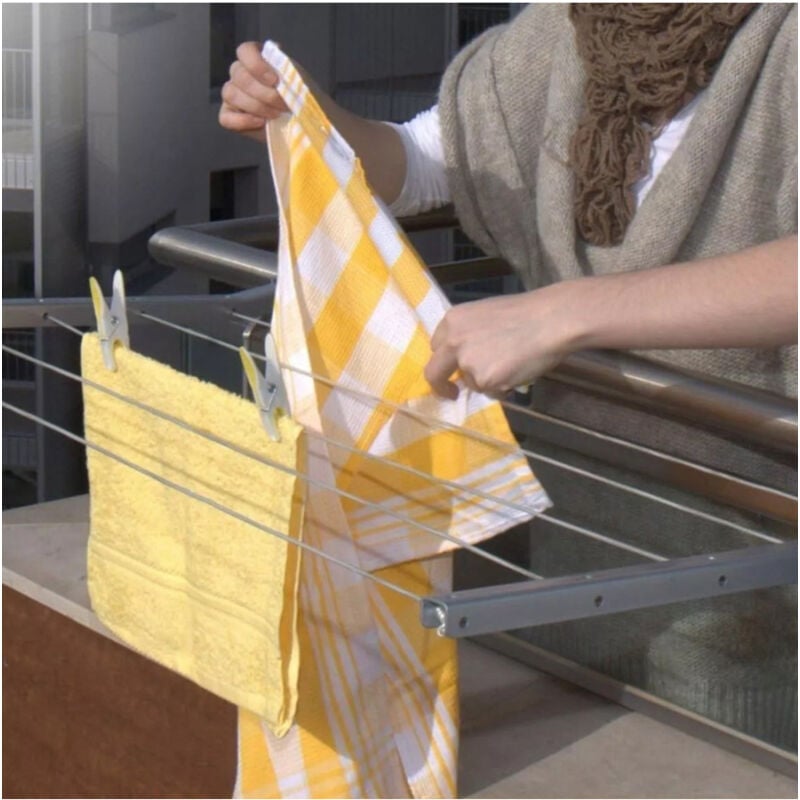foto del prodotto trade shop traesio aste per stendibiancheria fisse per ringhiera balcone stendino da esterno bracci 