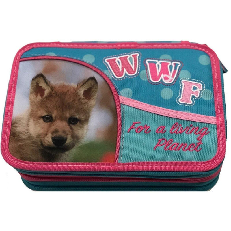 foto del prodotto trade shop traesio astuccio porta penne 3 zip cerniere wwf panini collezione portapastelli scuola 