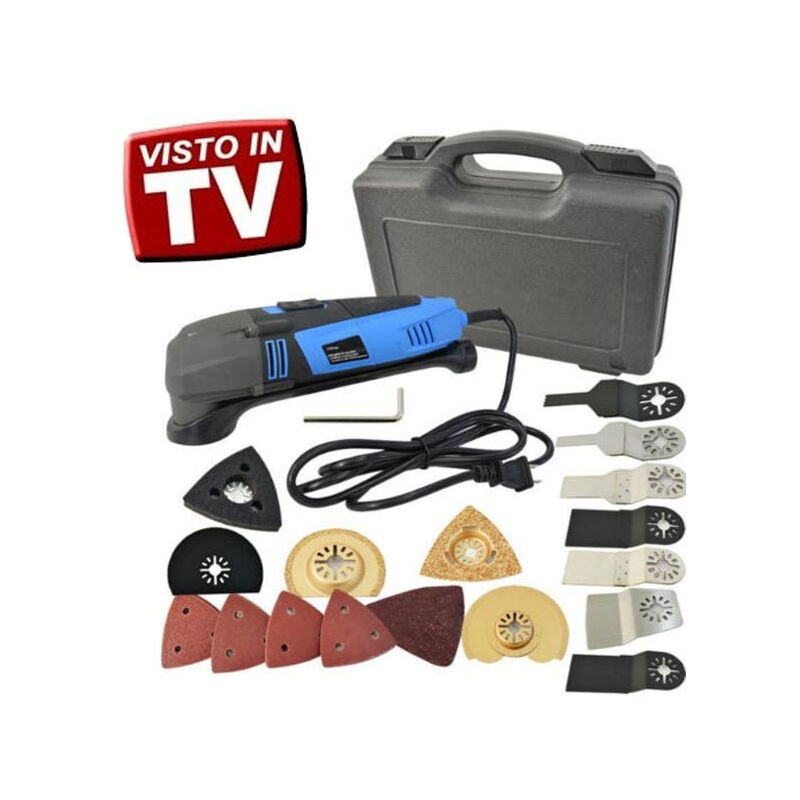 foto del prodotto trade shop traesio attrezzo elettrico multi tool set utensile raschietto rotatorio con 19 accessori 