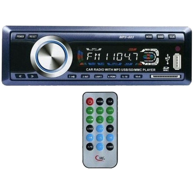 foto del prodotto trade shop traesio autoradio fm stereo auto lettore mp3 usb sd card ingresso aux wma radio 603 