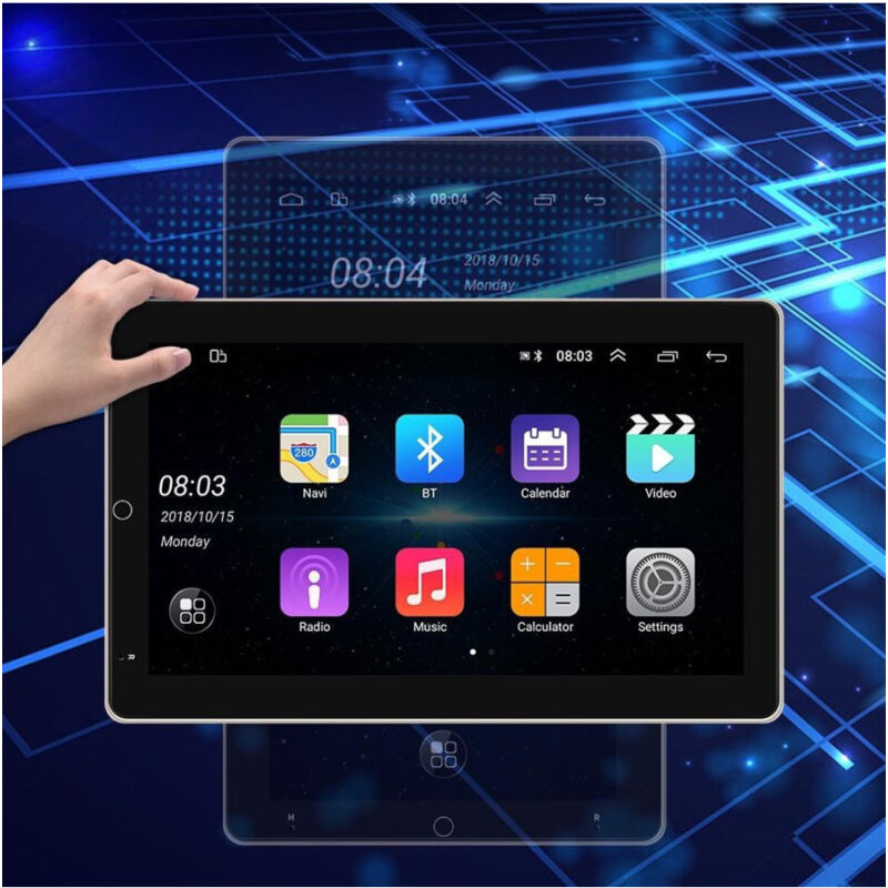 foto del prodotto trade shop traesio autoradio girevole android 10 radio mp5 player bluetooth wifi gps mirror link 