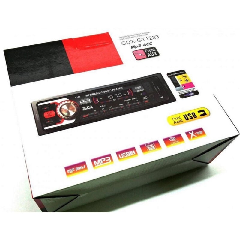 foto del prodotto trade shop traesio autoradio stereo auto fm mp3 usb wmasd aux cdx gt 1233 4 x 50w 
