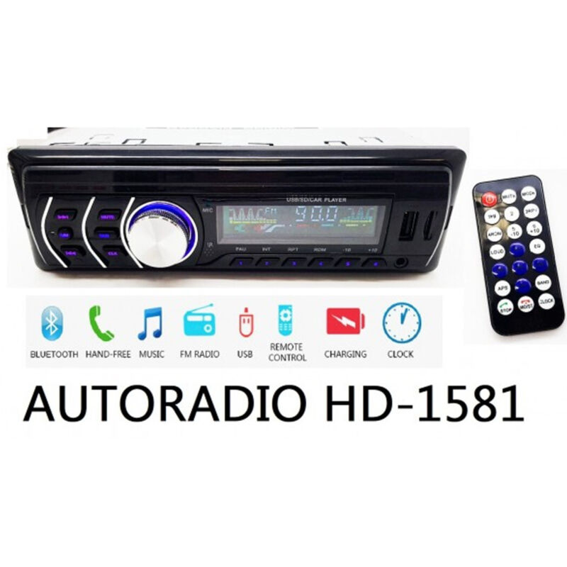 foto del prodotto trade shop traesio autoradio stereo bluetooth fm auto mp3 usb sd card aux radio con telecomando 