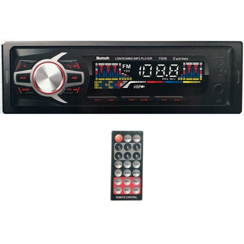 foto del prodotto trade shop traesio autoradio stereo bluetooth frontalino estraibile fm mp3 usb sd lcd 60wx4 ec 7008 
