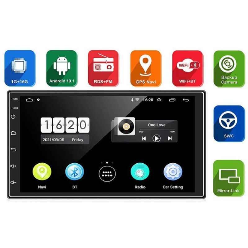 foto del prodotto trade shop traesio autoradio universale 7 android 10 2gb ram 32gb rom ctc 7801 bluetooth wifi gps 